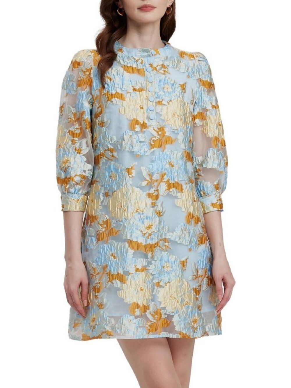 Floral Jacquard Cocktail Dress | Embroidered Shift Dress for Women